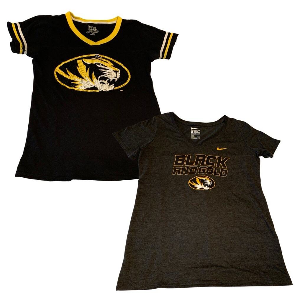 Lot Of 2 Nike E5 Classics Missouri Tigers Womens Size XL V Neck Shirt Athletic